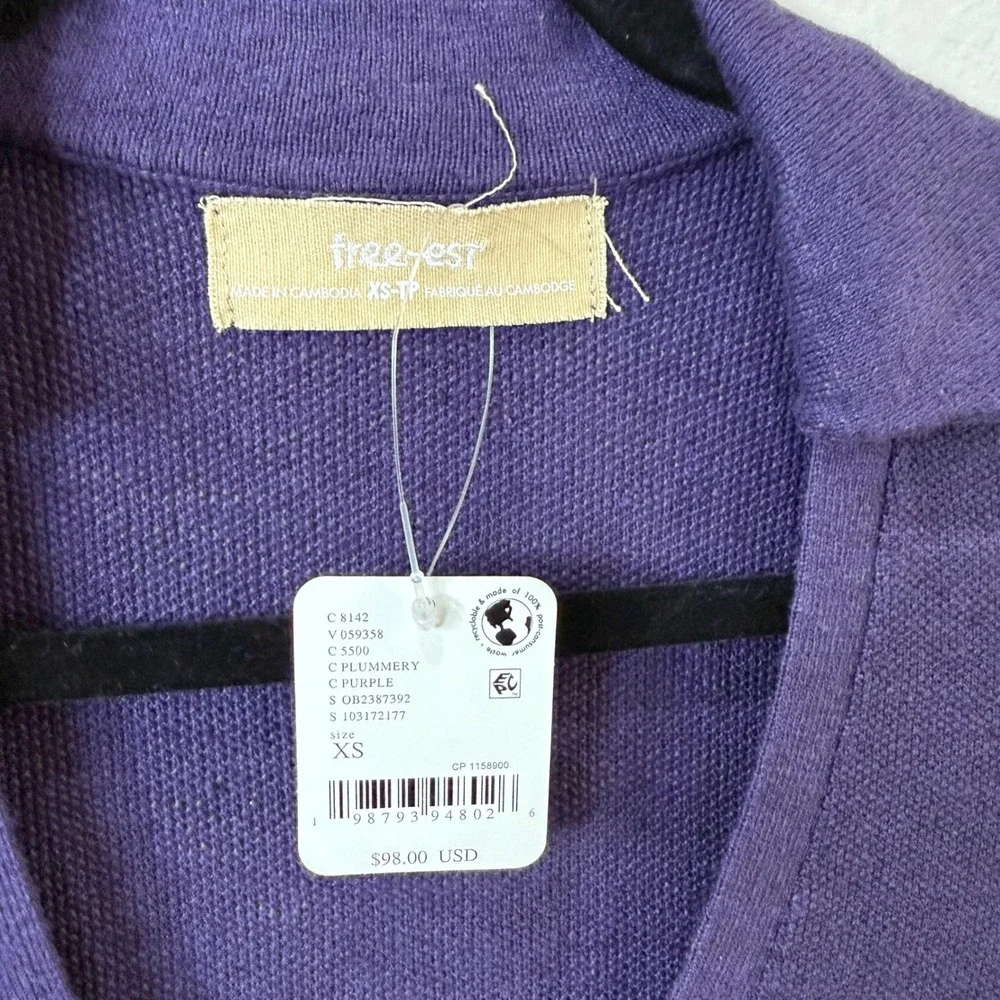Free People Free-Est Plum Purple Cotton Linen Knit Midi Dress Minimalist XS NWT